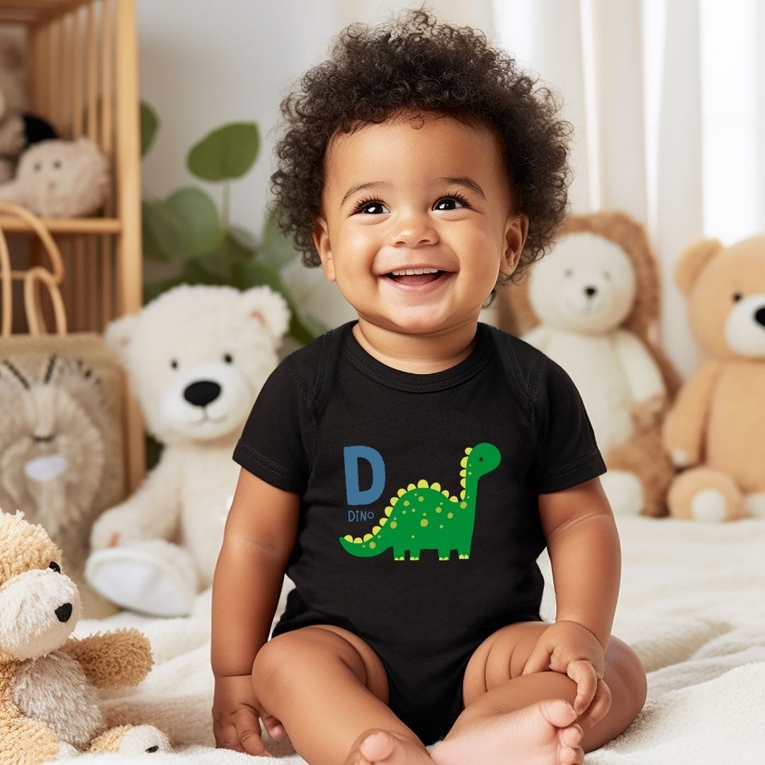 Animal Alphabet - D for Dino Baby Bodysuit - Unisex Graphic Bodysuit for Babies