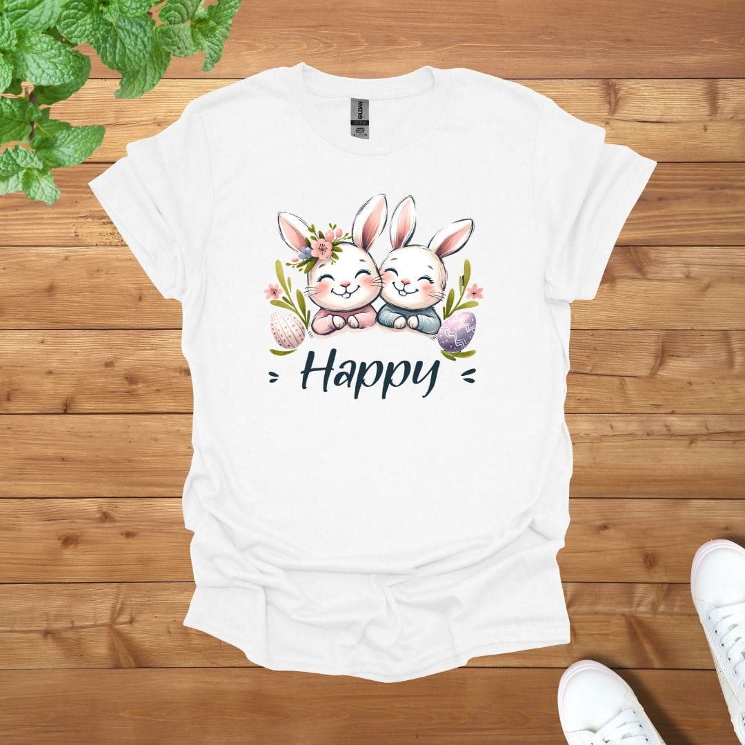 Happy Besties Siblings Twins Rabbit Unisex Adult T-Shirt