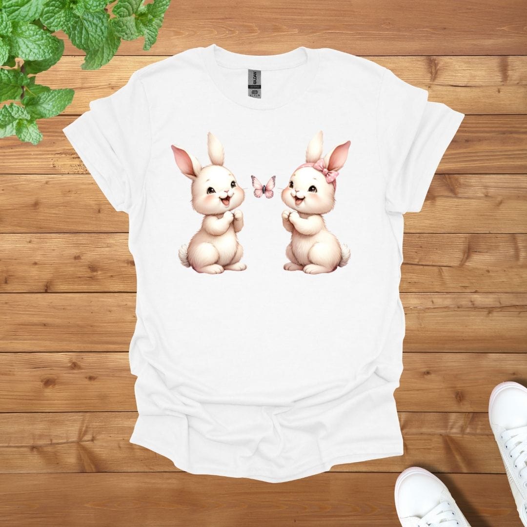 My Twins Bunnies & Butterfly Unisex Adult T-Shirt