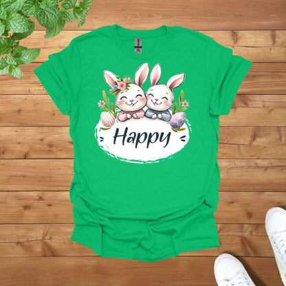 Happy Besties Siblings Twins Rabbit Unisex Adult T-Shirt