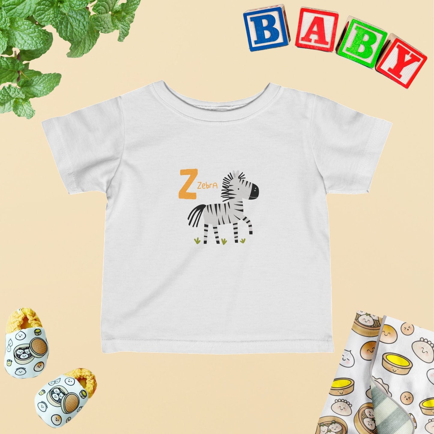 Animal Alphabet - Z for Zebra Baby Tee - Unisex Graphic Tee for Babies