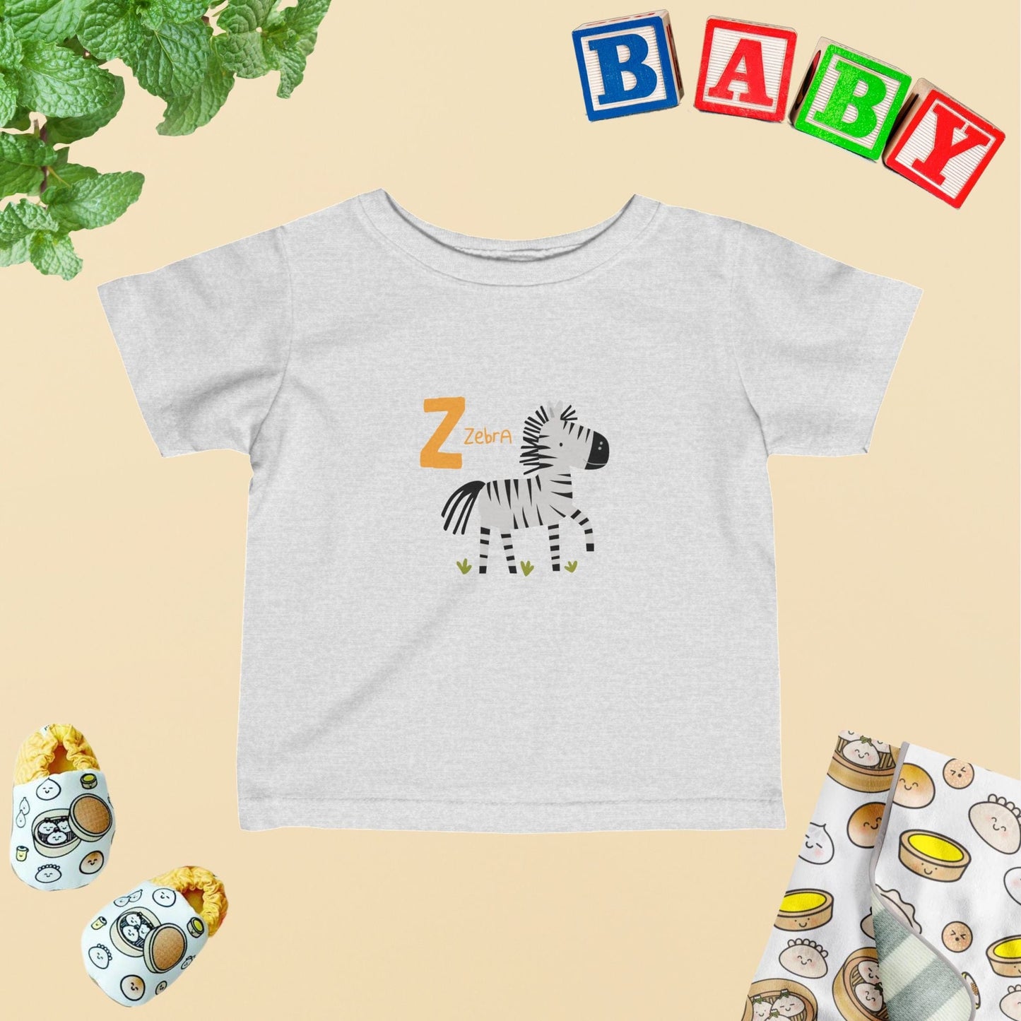 Animal Alphabet - Z for Zebra Baby Tee - Unisex Graphic Tee for Babies