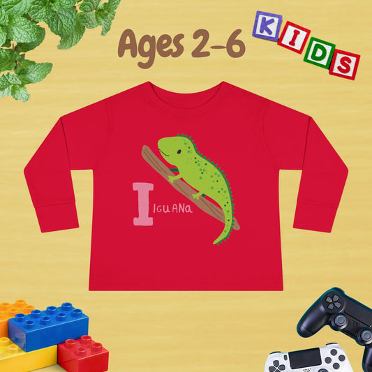 Animal Alphabet I for Iguana Unisex Kids Sweater Toddler Long Sleeve Tee Ages 2-6 - 100% Cotton Spring and Fall Kids Sweatshirt