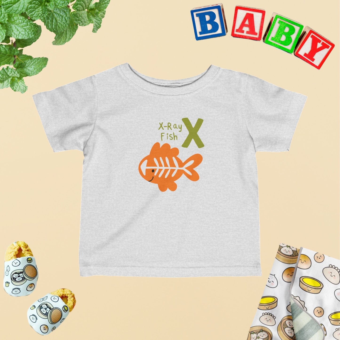 Animal Alphabet - X for X-ray Fish Baby Tee - Unisex Graphic Tee for Babies