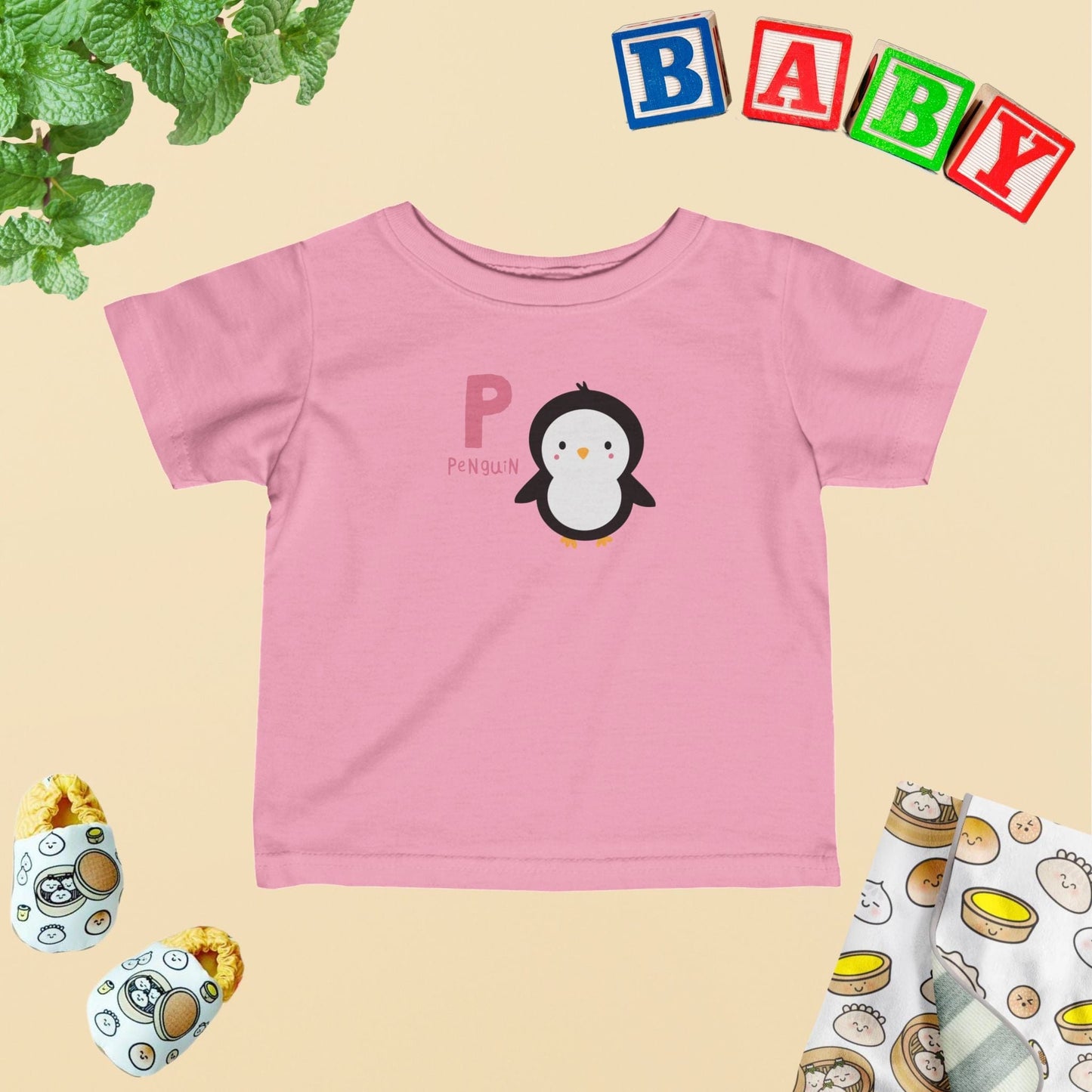 Animal Alphabet - P for Penguin Baby Tee - Unisex Graphic Tee for Babies