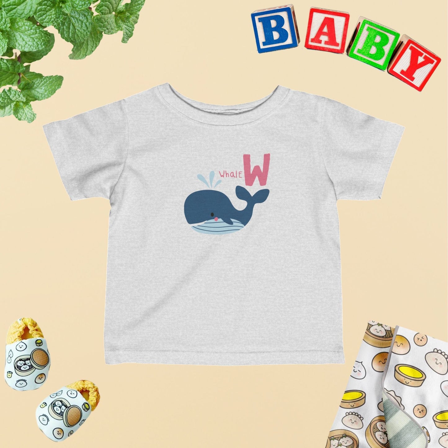 Animal Alphabet - W for Whale Baby Tee - Unisex Graphic Tee for Babies