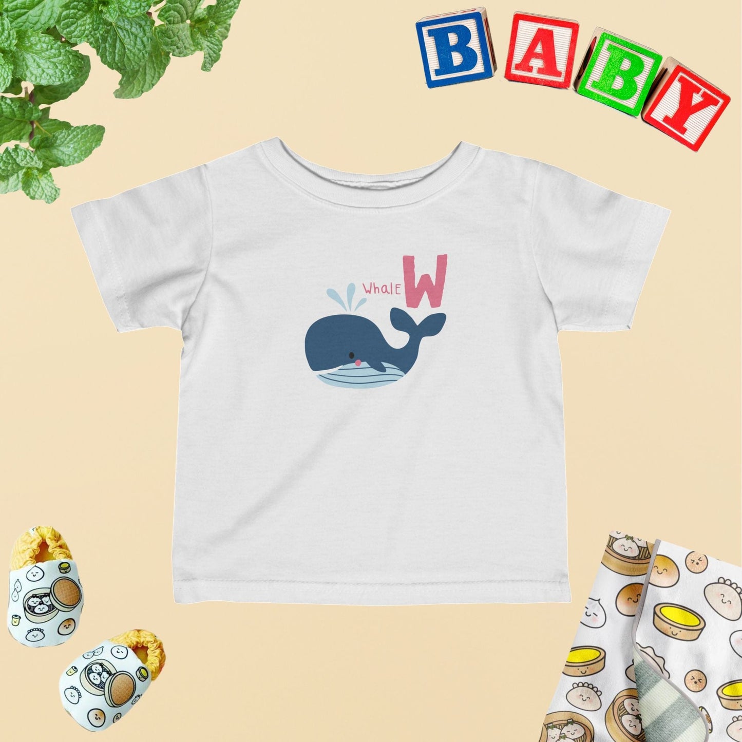 Animal Alphabet - W for Whale Baby Tee - Unisex Graphic Tee for Babies