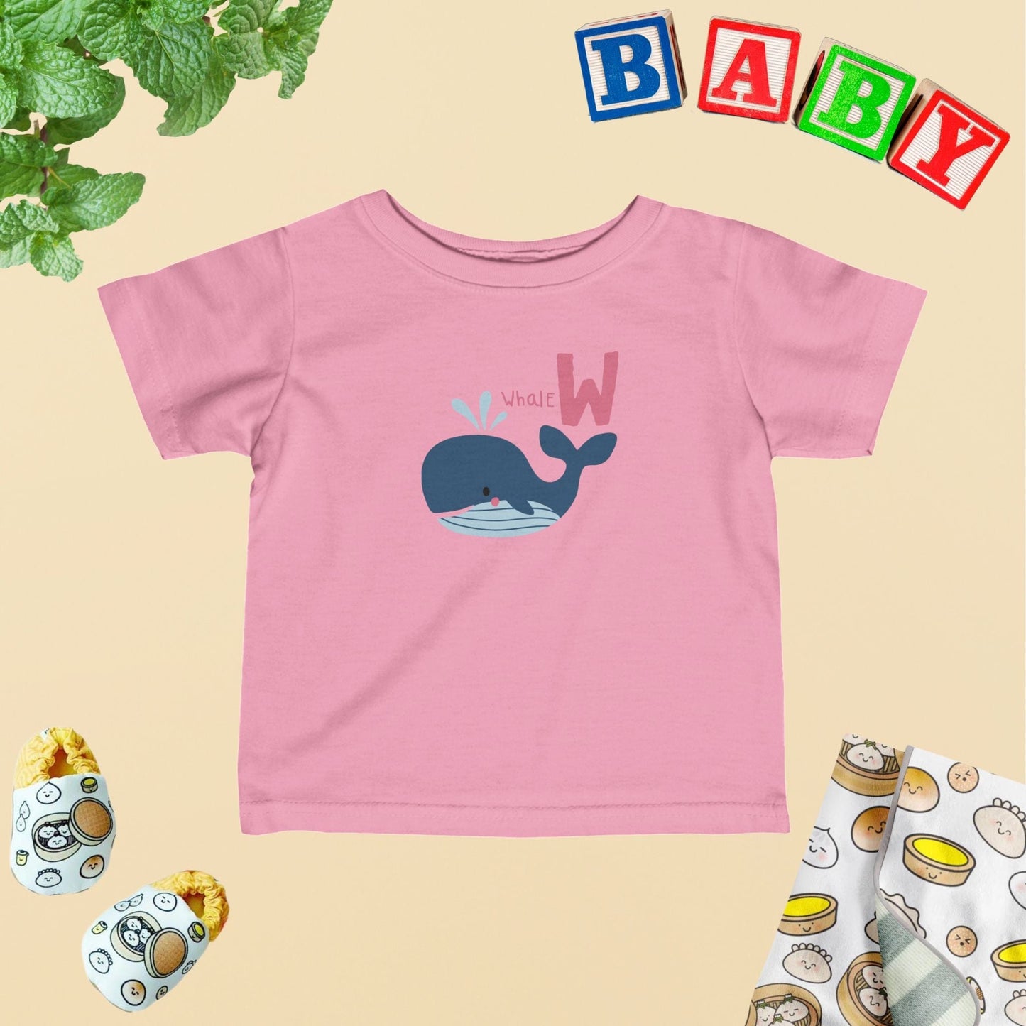 Animal Alphabet - W for Whale Baby Tee - Unisex Graphic Tee for Babies