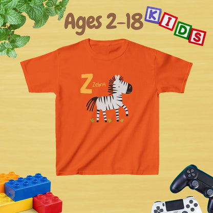 Animal Alphabet - Z for Zebra Unisex Kids Tee - Fun Educational Graphic Tee for Kids Age 2-18