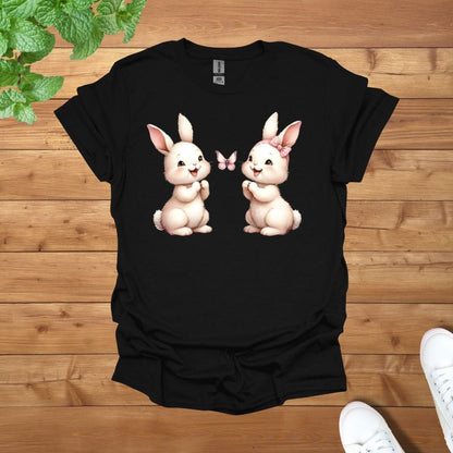 My Twins Bunnies & Butterfly Unisex Adult T-Shirt