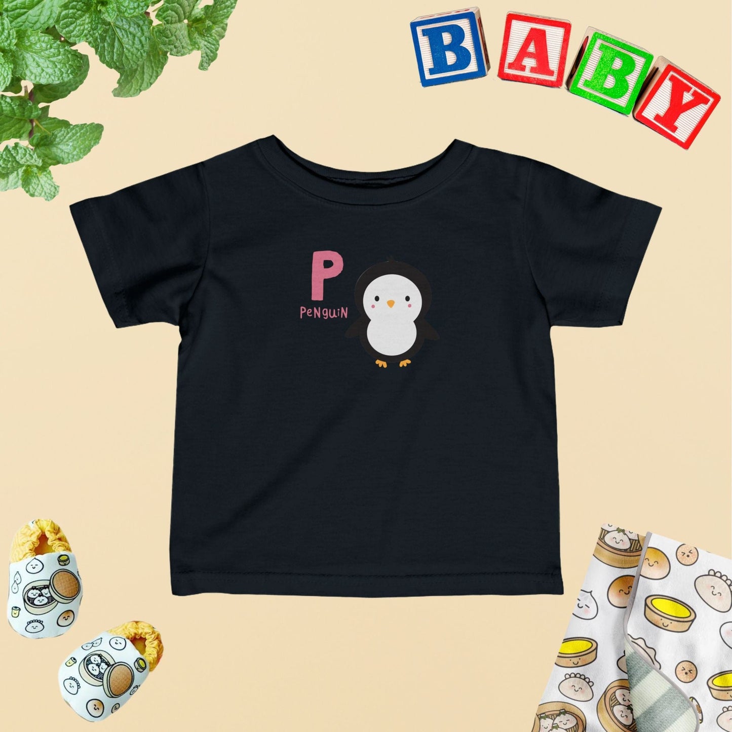 Animal Alphabet - P for Penguin Baby Tee - Unisex Graphic Tee for Babies