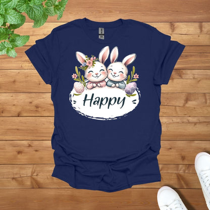 Happy Besties Siblings Twins Rabbit Unisex Adult T-Shirt