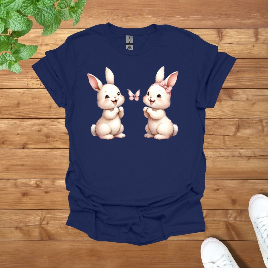 My Twins Bunnies & Butterfly Unisex Adult T-Shirt