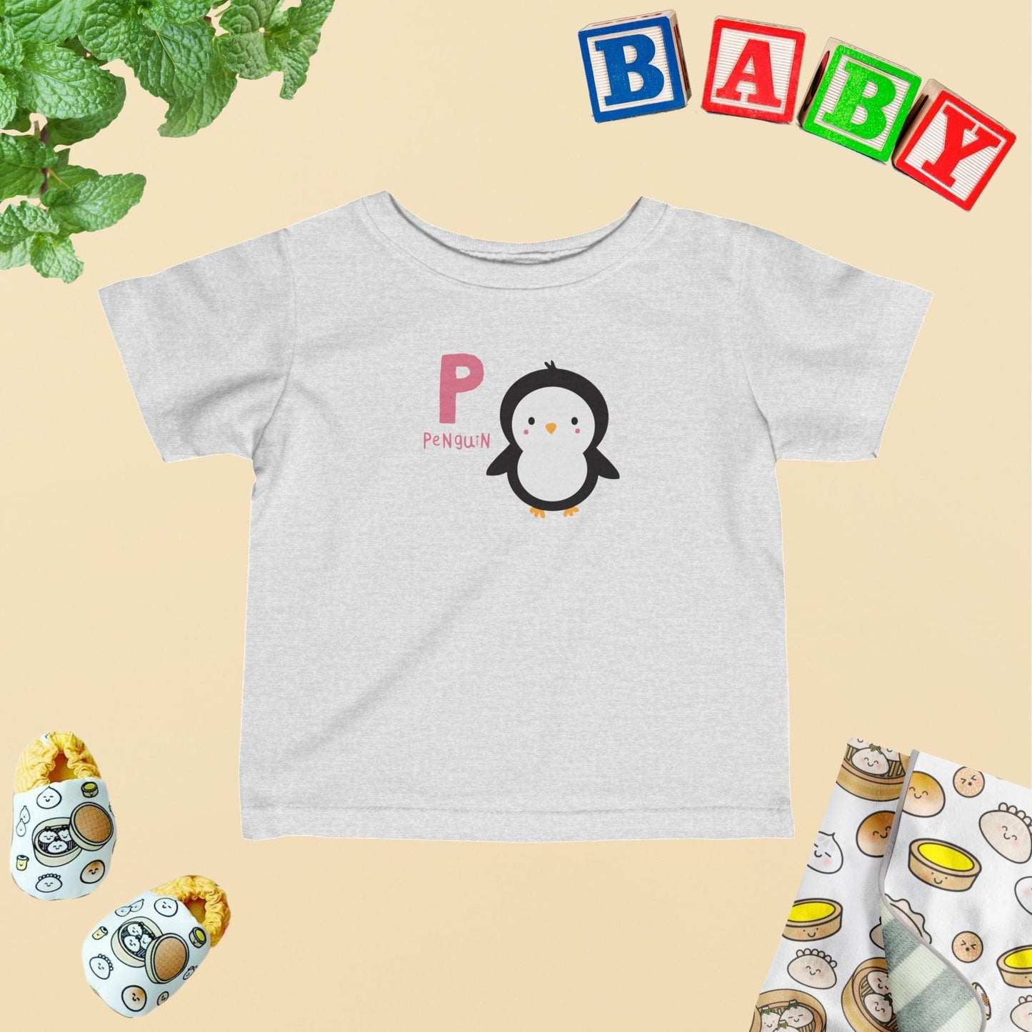 Animal Alphabet - P for Penguin Baby Tee - Unisex Graphic Tee for Babies