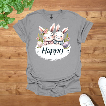 Happy Besties Siblings Twins Rabbit Unisex Adult T-Shirt