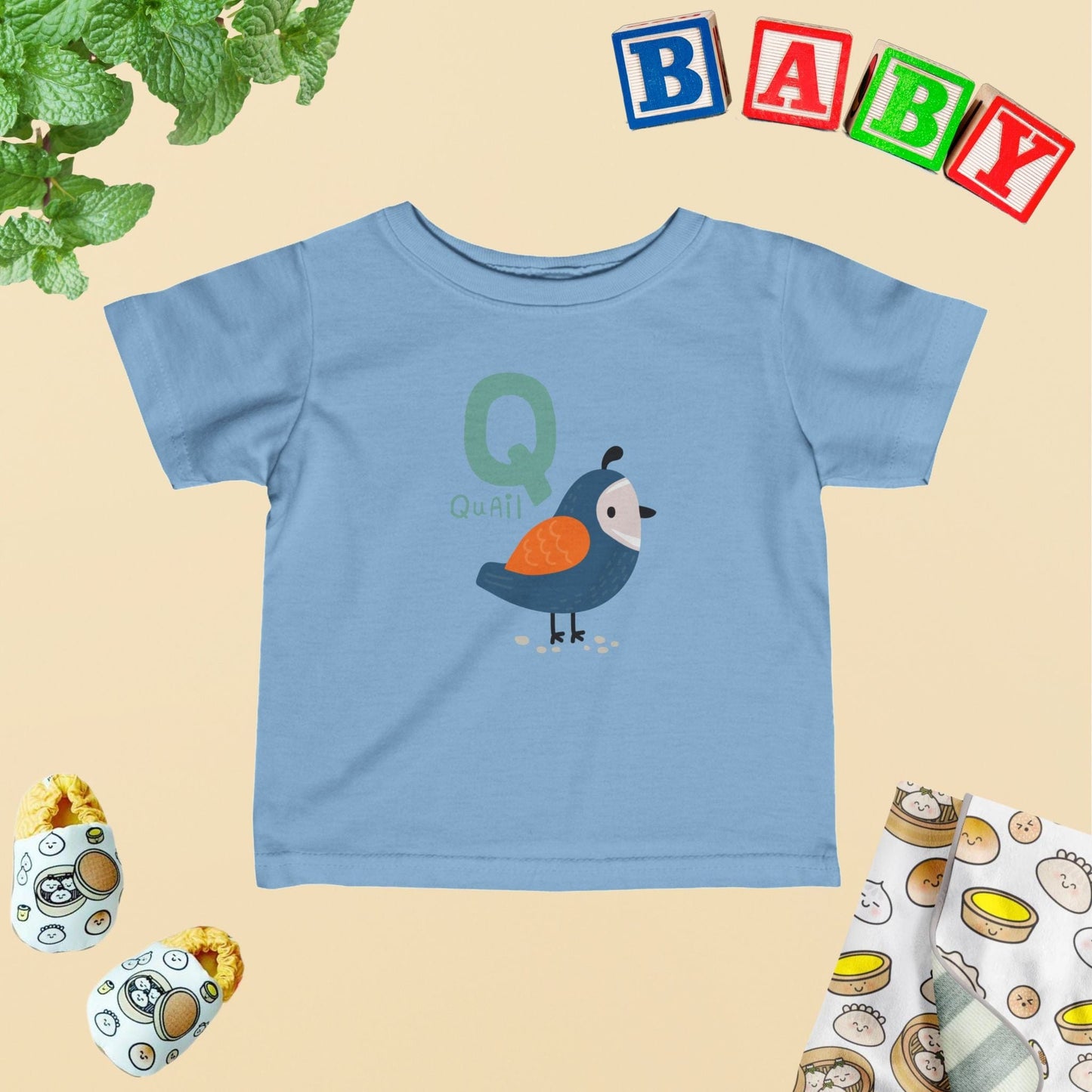 Animal Alphabet - Q for Quail Baby Tee - Unisex Graphic Tee for Babies