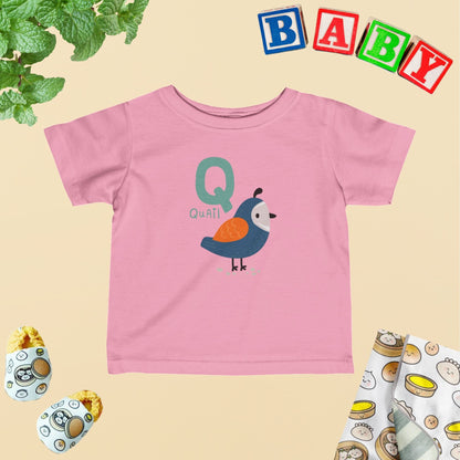 Animal Alphabet - Q for Quail Baby Tee - Unisex Graphic Tee for Babies