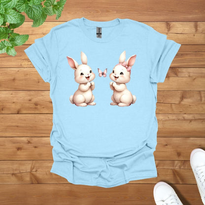 My Twins Bunnies & Butterfly Unisex Adult T-Shirt