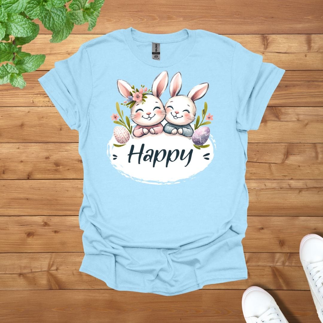 Happy Besties Siblings Twins Rabbit Unisex Adult T-Shirt