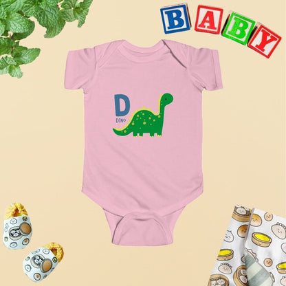 Animal Alphabet - D for Dino Baby Bodysuit - Unisex Graphic Bodysuit for Babies