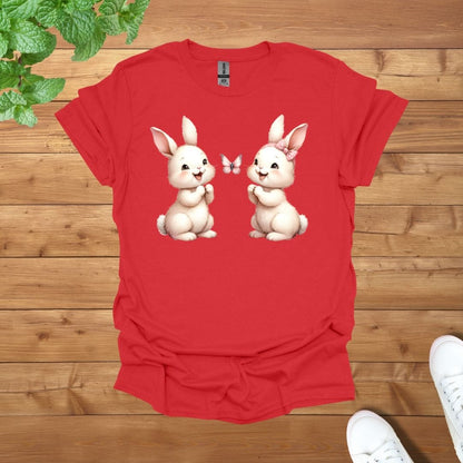 My Twins Bunnies & Butterfly Unisex Adult T-Shirt