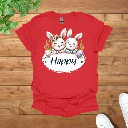 Happy Besties Siblings Twins Rabbit Unisex Adult T-Shirt