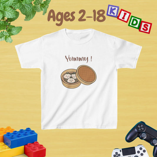 Yummy Dumplings Kids T-Shirt Fun Foodie - Unisex Graphic Tee for Kids Age 2-18