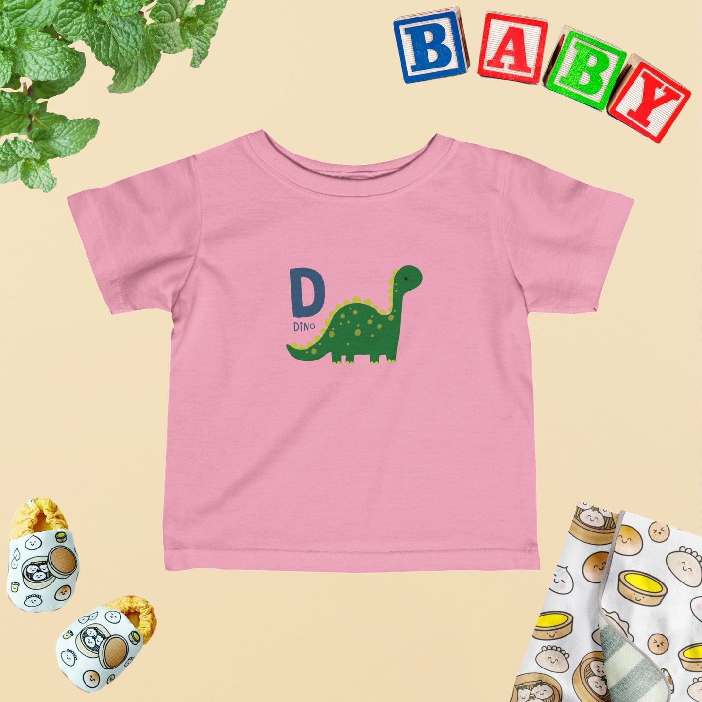 Animal Alphabet - D for Dino Baby Tee - Unisex Graphic Tee for Babies