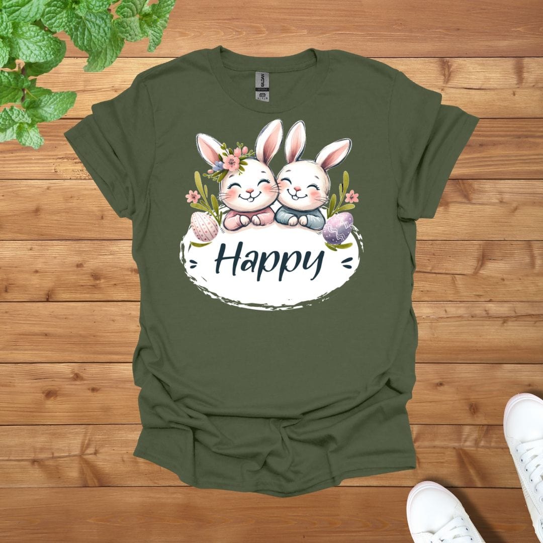 Happy Besties Siblings Twins Rabbit Unisex Adult T-Shirt