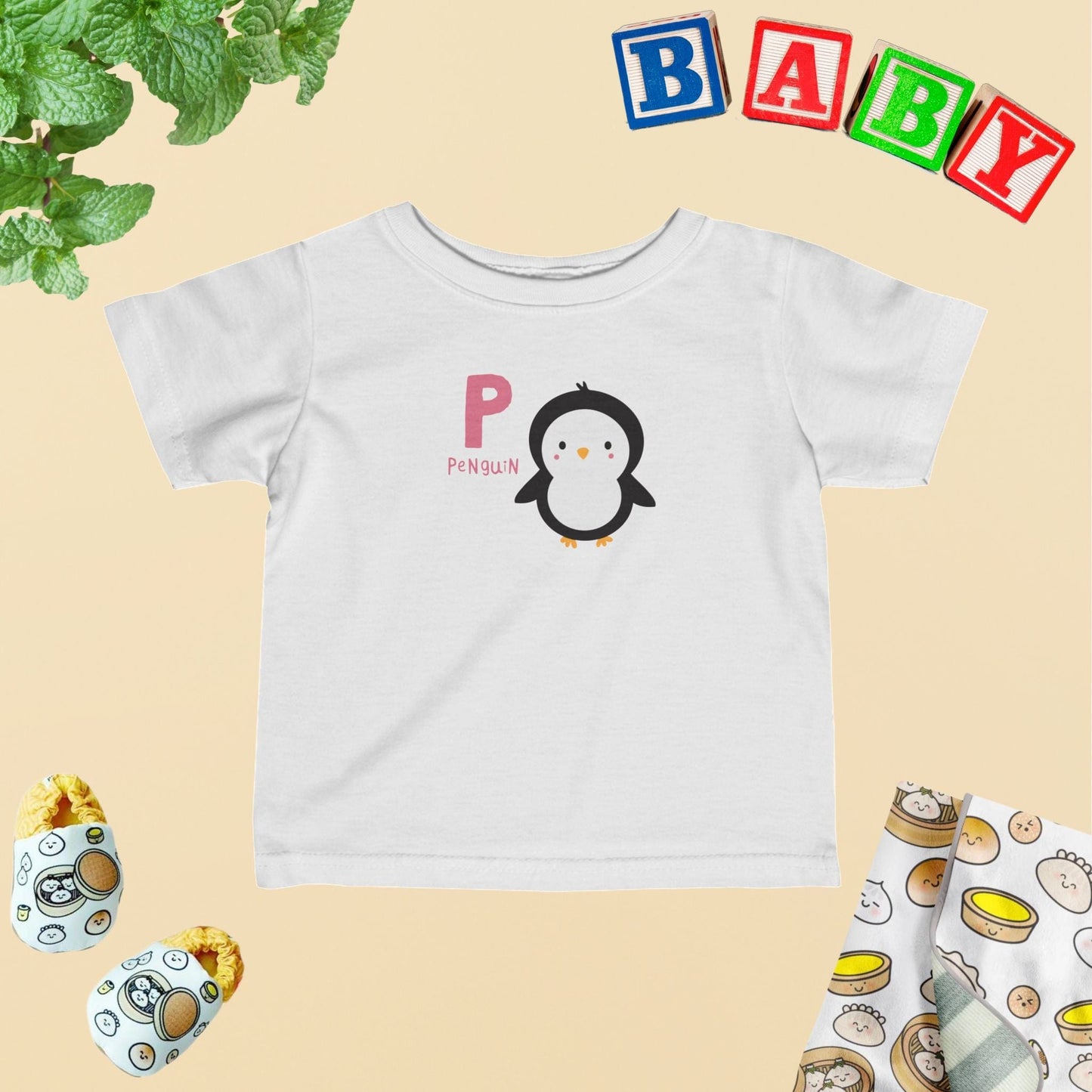 Animal Alphabet - P for Penguin Baby Tee - Unisex Graphic Tee for Babies