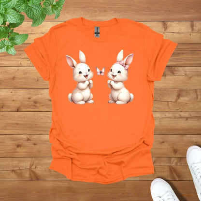 My Twins Bunnies & Butterfly Unisex Adult T-Shirt