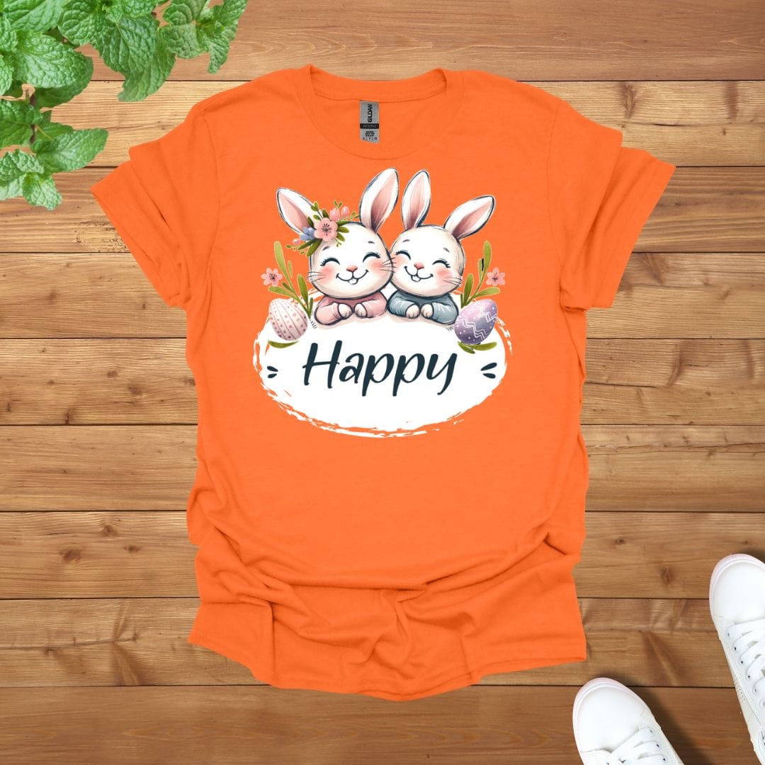 Happy Besties Siblings Twins Rabbit Unisex Adult T-Shirt