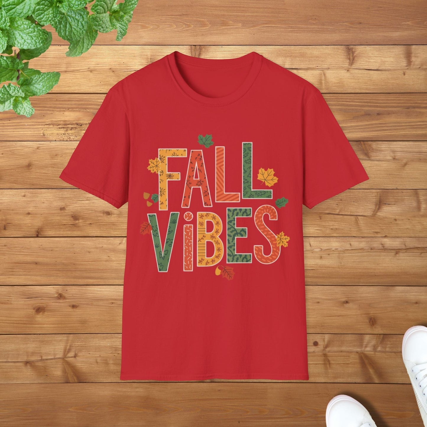 Fall Vibes Autumn Edition Gildan Softstyle Unisex Adult T-Shirt - Celebrate Fall with Cozy Vibes