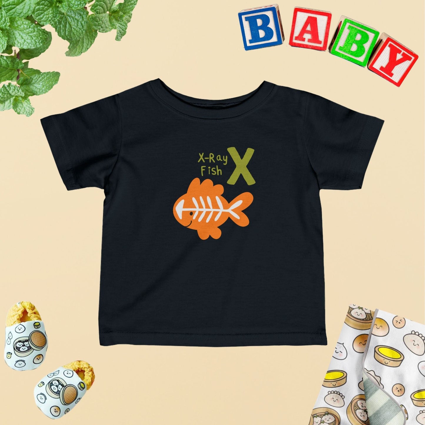 Animal Alphabet - X for X-ray Fish Baby Tee - Unisex Graphic Tee for Babies