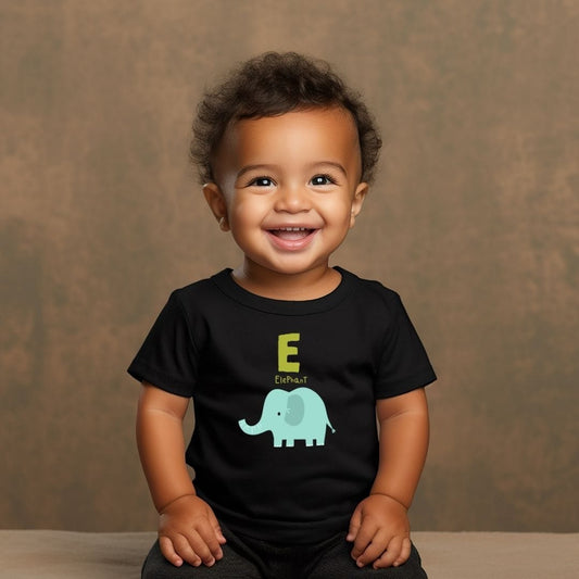 Animal Alphabet - E for Elephant Baby Tee - Unisex Graphic Tee for Babies