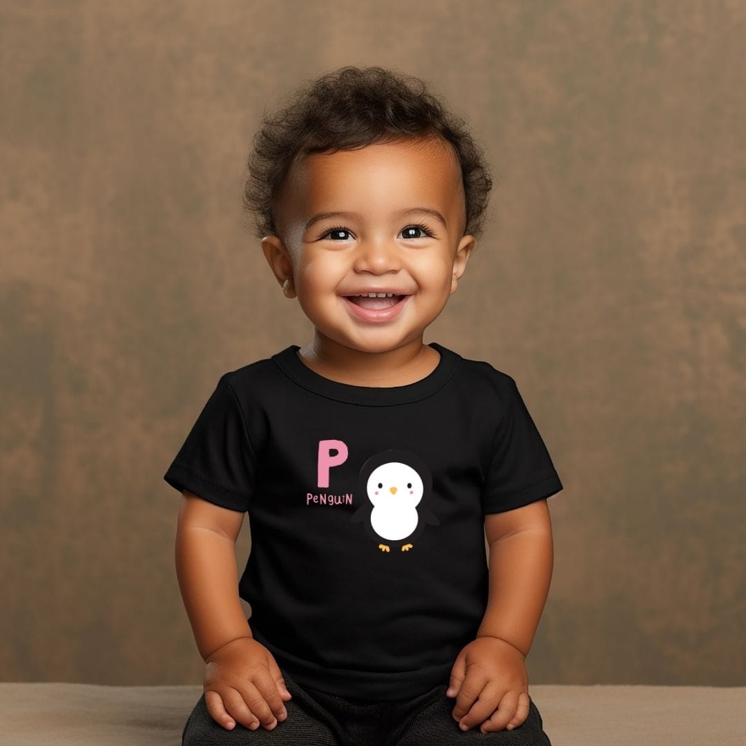 Animal Alphabet - P for Penguin Baby Tee - Unisex Graphic Tee for Babies