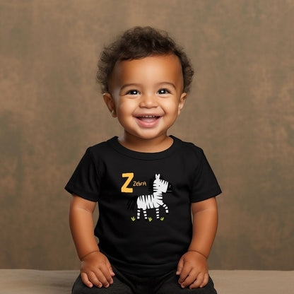 Animal Alphabet - Z for Zebra Baby Tee - Unisex Graphic Tee for Babies