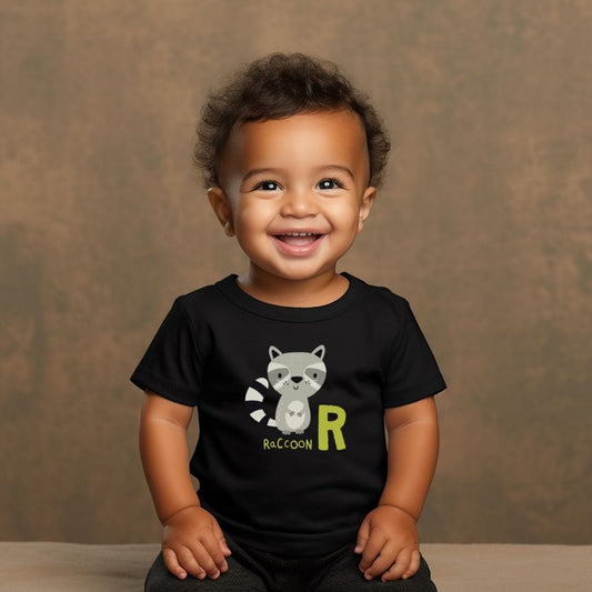 Animal Alphabet - R for Raccoon Baby Tee - Unisex Graphic Tee for Babies