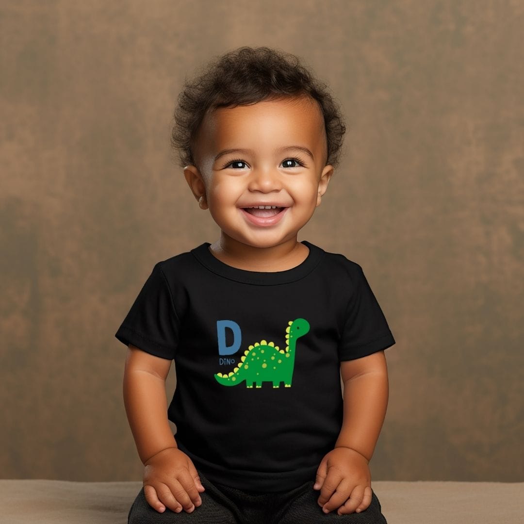 Animal Alphabet - D for Dino Baby Tee - Unisex Graphic Tee for Babies