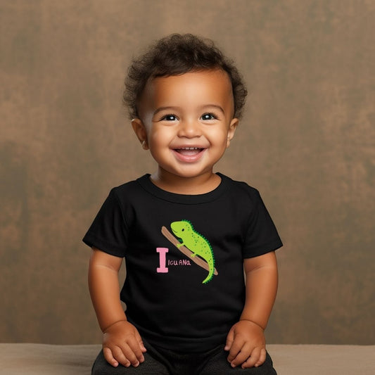 Animal Alphabet - I for Iguana Baby Tee - Unisex Graphic Tee for Babies