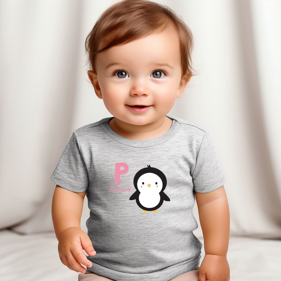 Animal Alphabet - P for Penguin Baby Tee - Unisex Graphic Tee for Babies