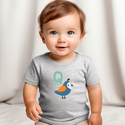 Animal Alphabet - Q for Quail Baby Tee - Unisex Graphic Tee for Babies