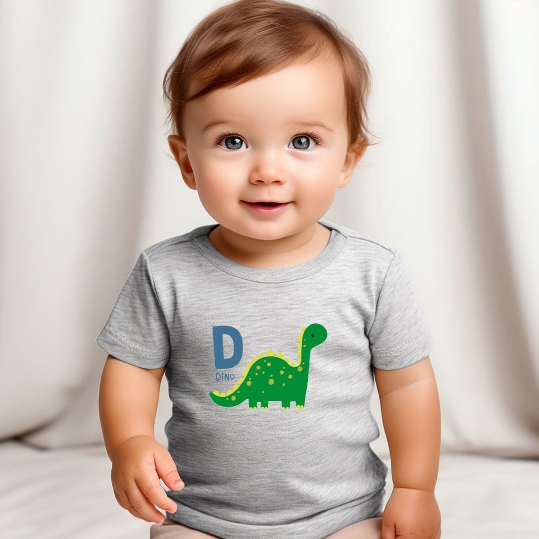 Animal Alphabet - D for Dino Baby Tee - Unisex Graphic Tee for Babies