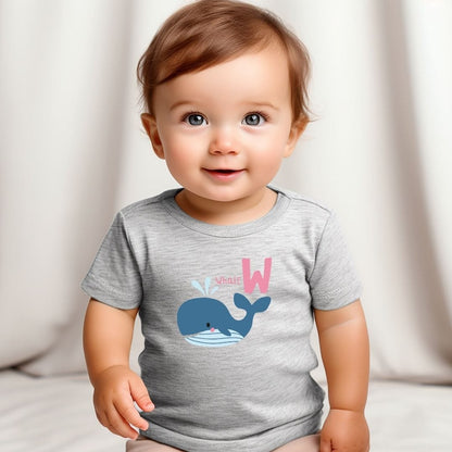 Animal Alphabet - W for Whale Baby Tee - Unisex Graphic Tee for Babies