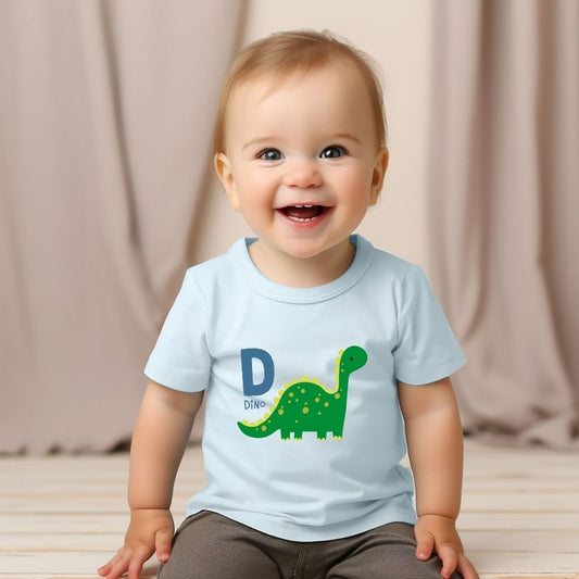 Animal Alphabet - D for Dino Baby Tee - Unisex Graphic Tee for Babies