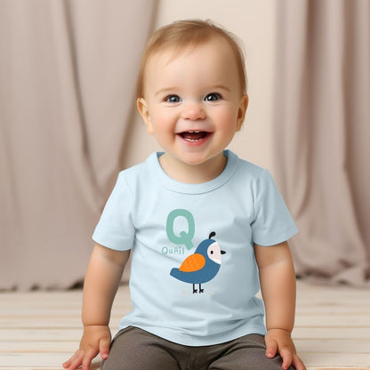 Animal Alphabet - Q for Quail Baby Tee - Unisex Graphic Tee for Babies