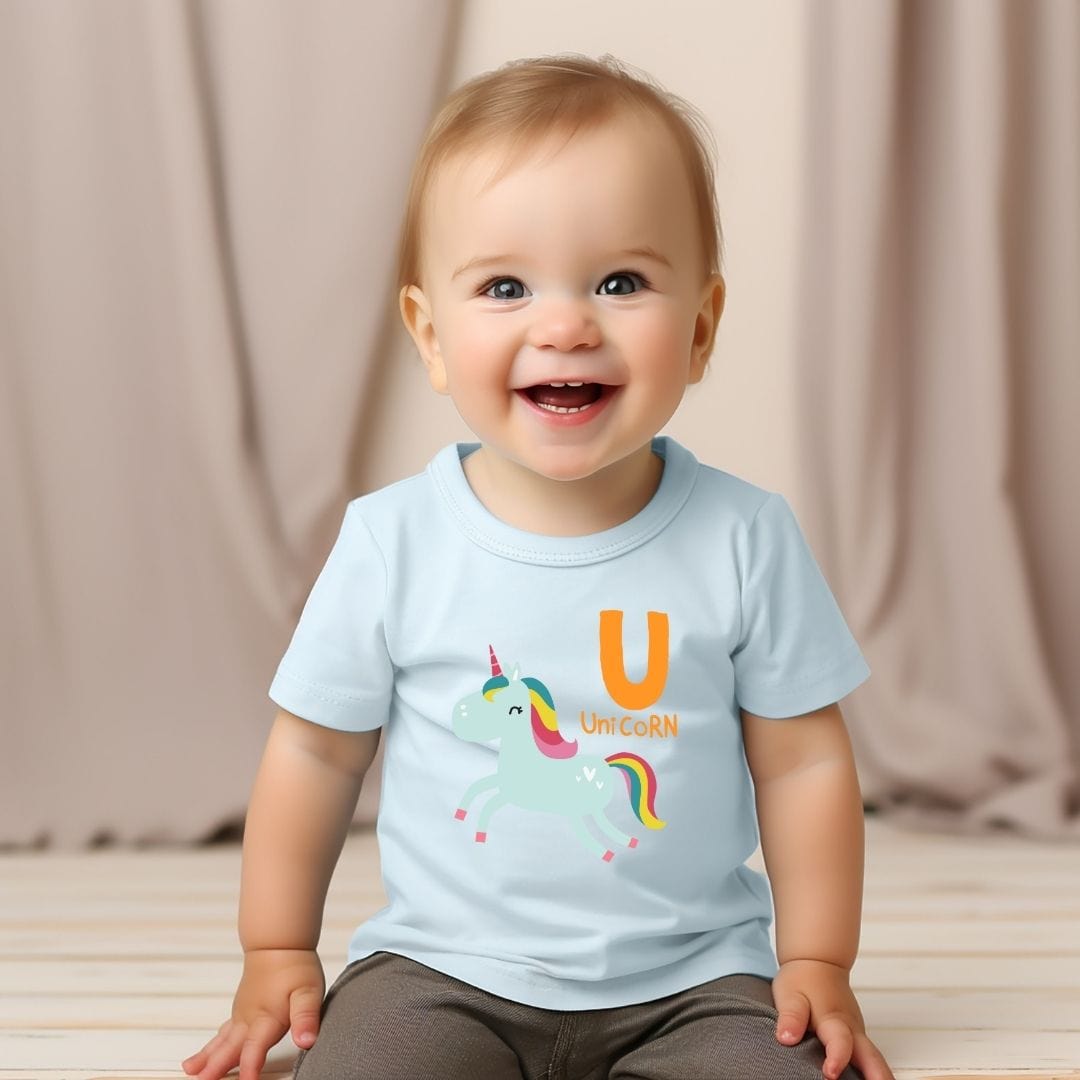 Animal Alphabet - U for Unicorn Baby Tee - Unisex Graphic Tee for Babies