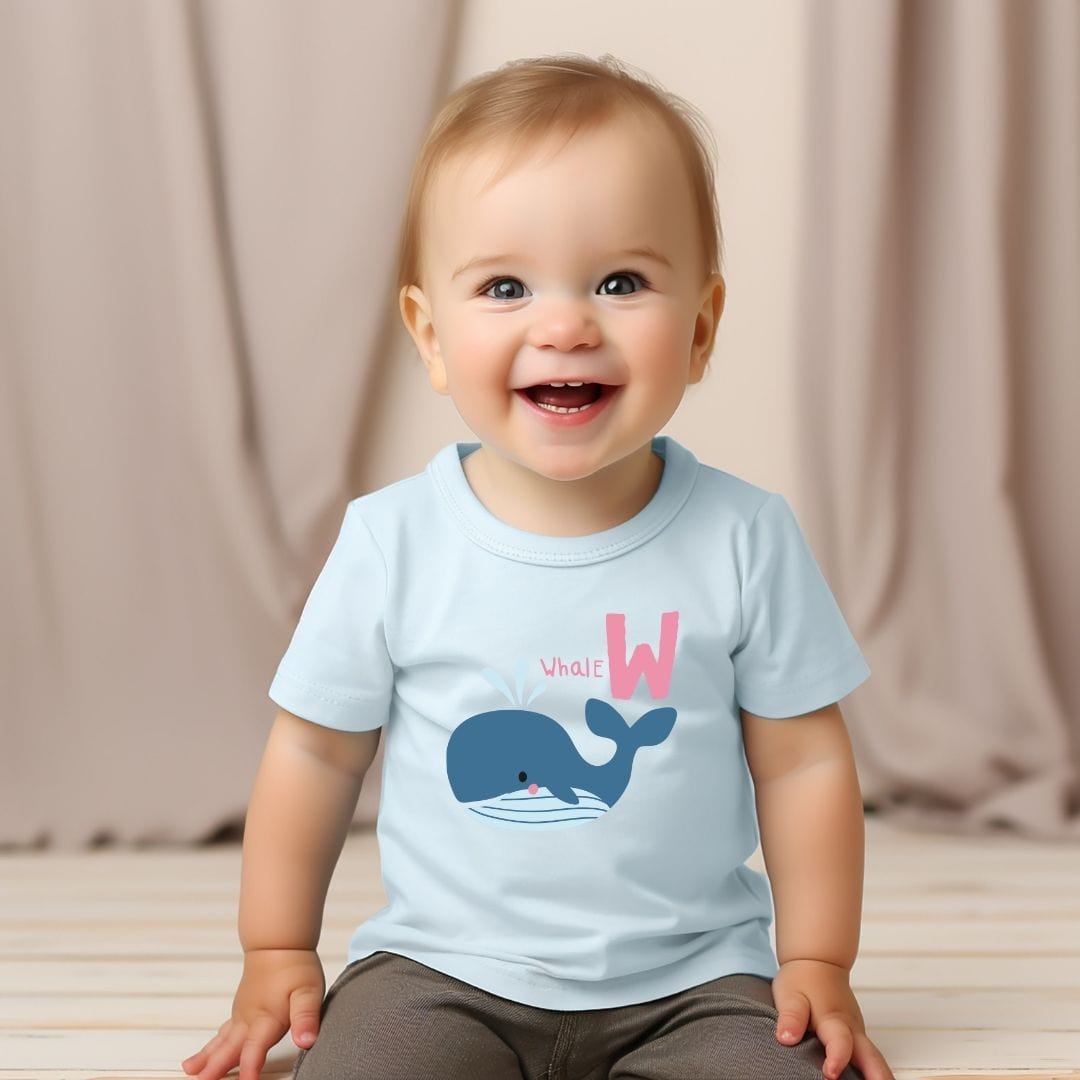 Animal Alphabet - W for Whale Baby Tee - Unisex Graphic Tee for Babies