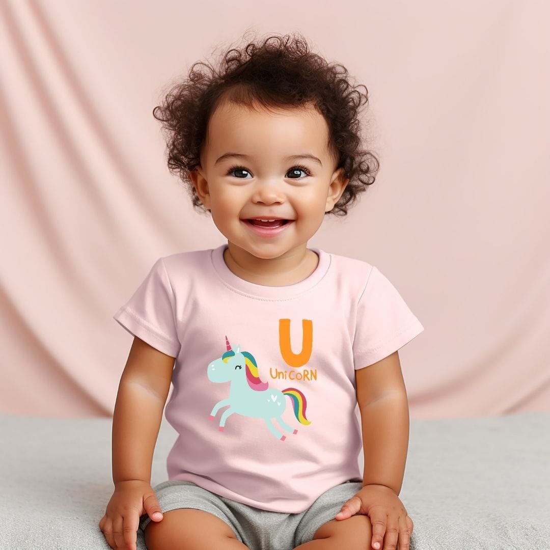 Animal Alphabet - U for Unicorn Baby Tee - Unisex Graphic Tee for Babies