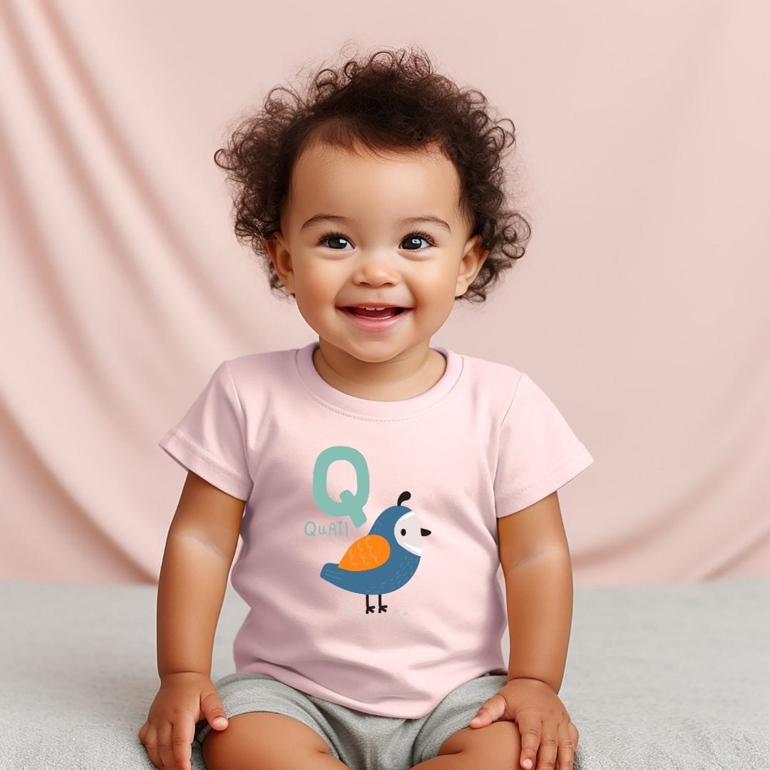 Animal Alphabet - Q for Quail Baby Tee - Unisex Graphic Tee for Babies